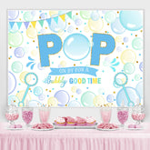 Toile de fond joyeux anniversaire pop bulle bleu clair et vert